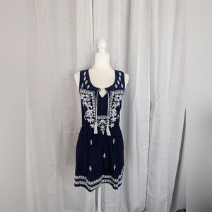 Abercrombie & Fitch Blue Tie Front Embellished Tank dress